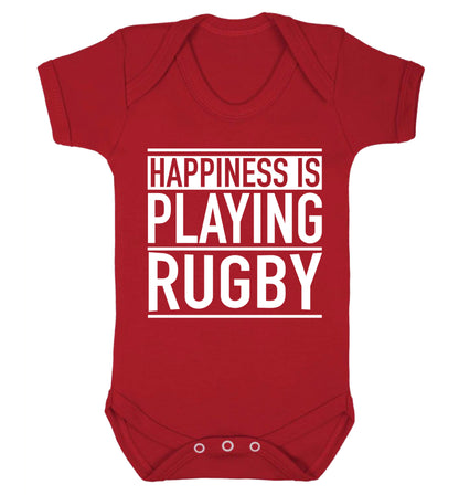 Happiness is playing rugby Baby Vest red 18-24 months