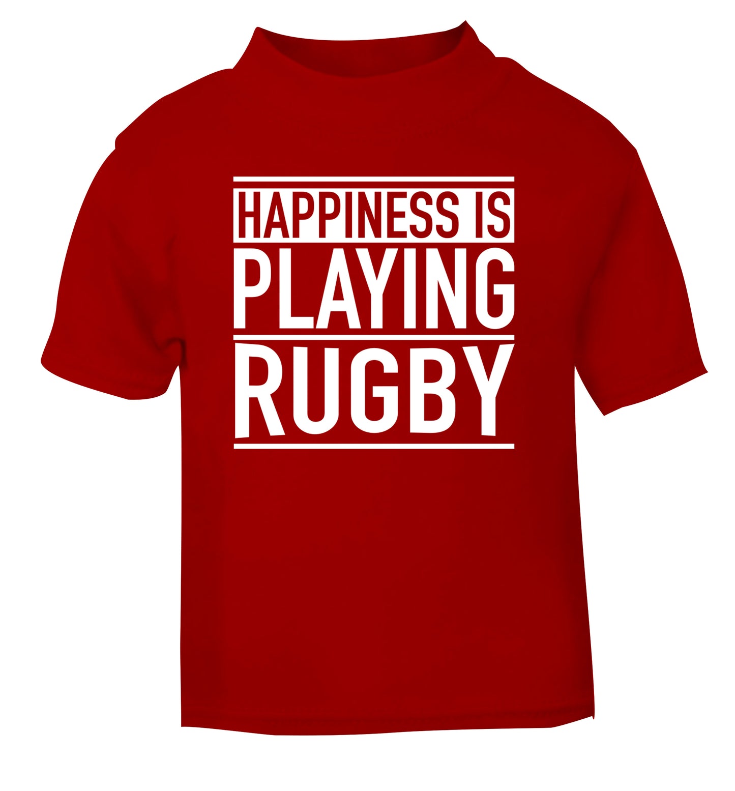 Happiness is playing rugby red Baby Toddler Tshirt 2 Years