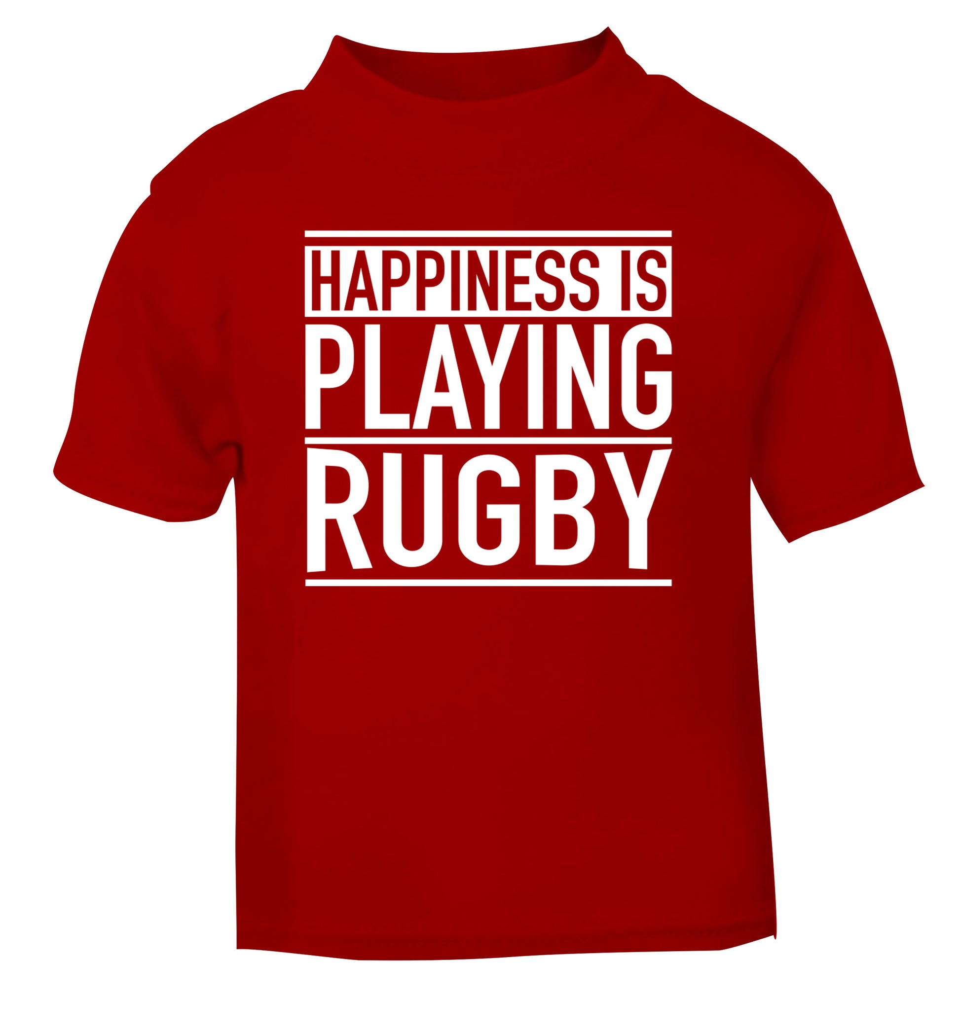 Happiness is playing rugby red Baby Toddler Tshirt 2 Years