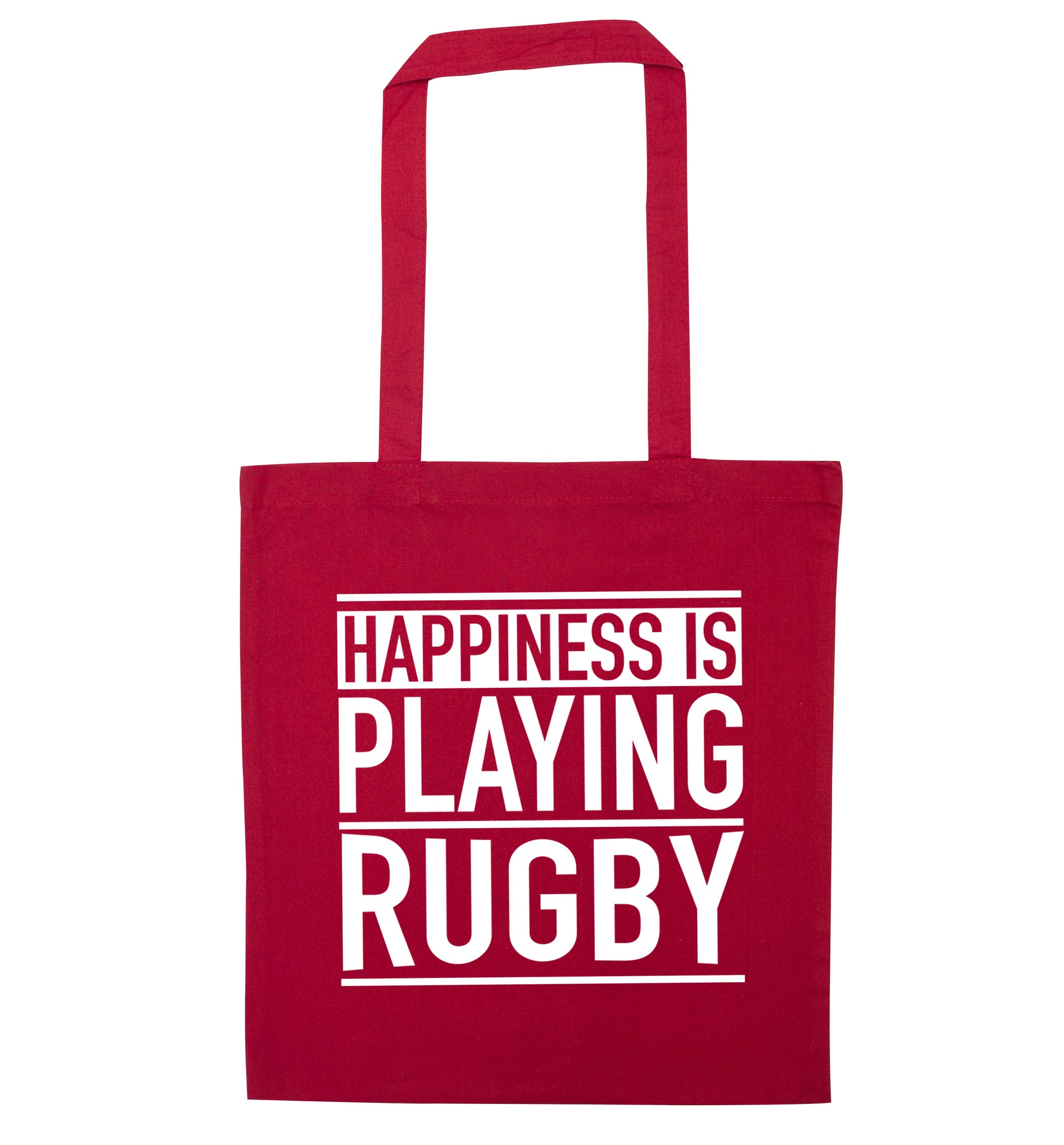 Happiness is playing rugby red tote bag