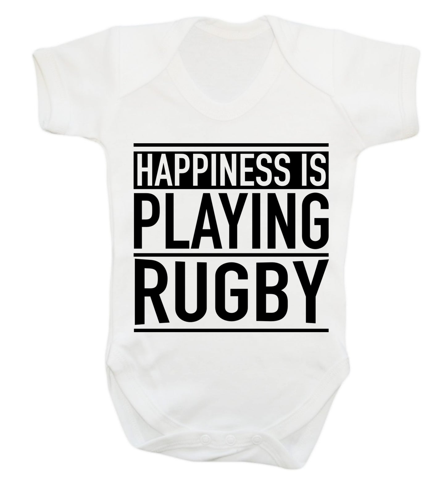 Happiness is playing rugby Baby Vest white 18-24 months