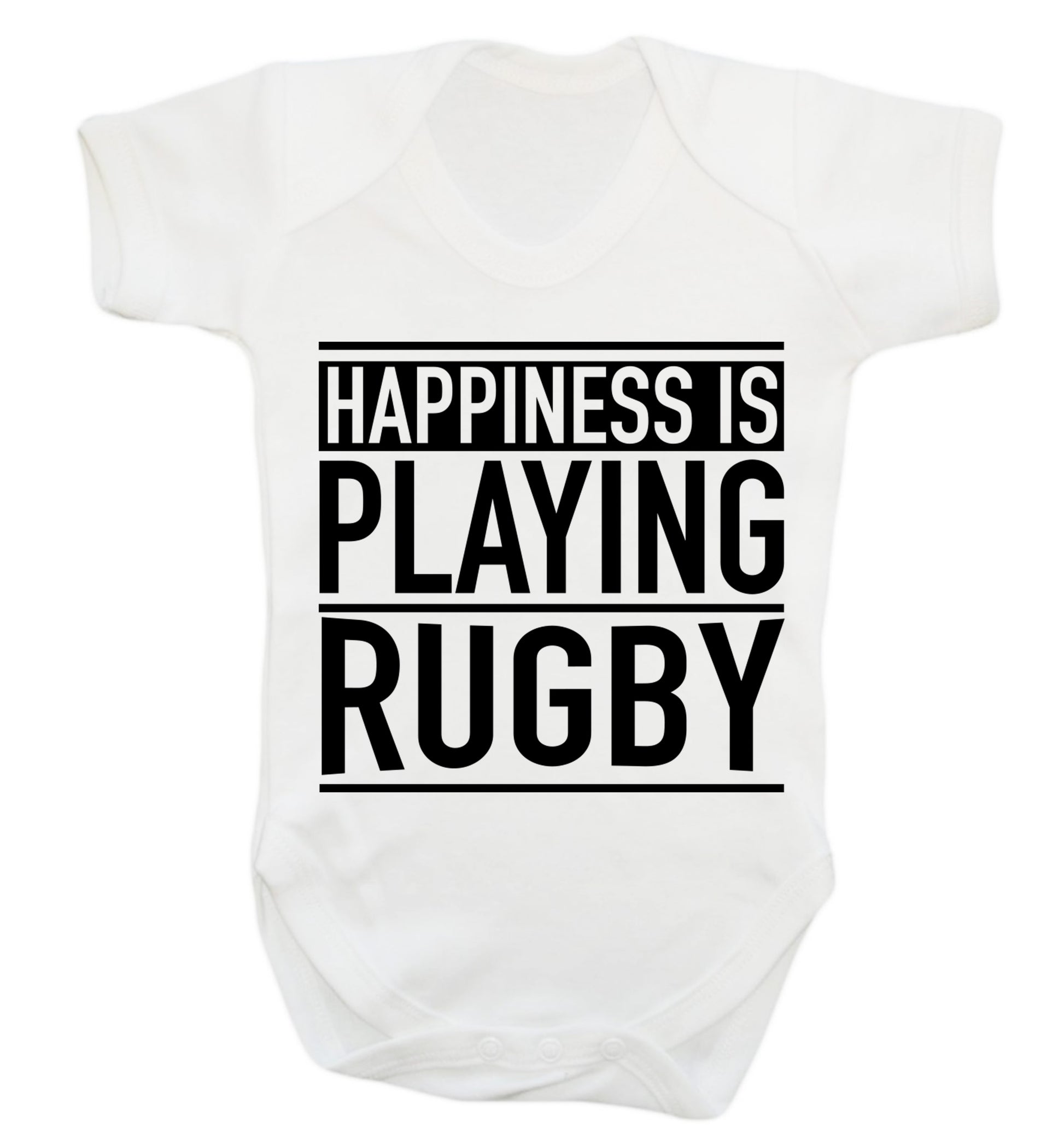 Happiness is playing rugby Baby Vest white 18-24 months