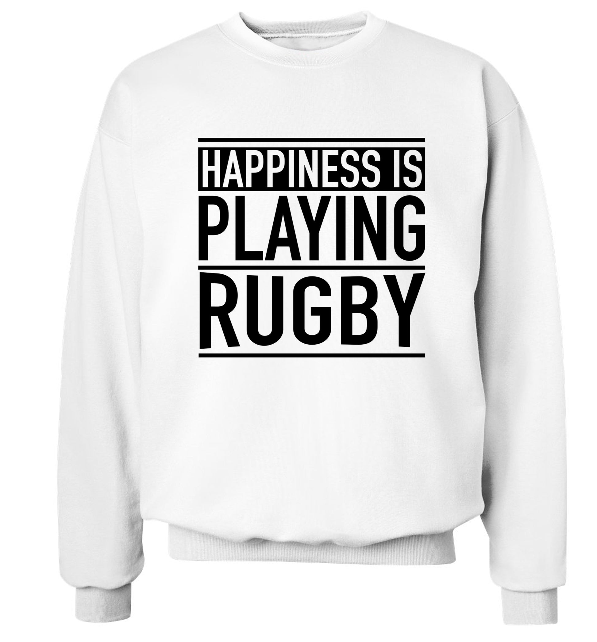 Happiness is playing rugby Adult's unisex white Sweater 2XL