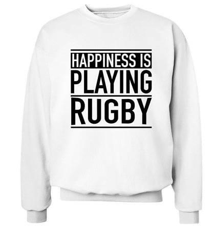 Happiness is playing rugby Adult's unisex white Sweater 2XL