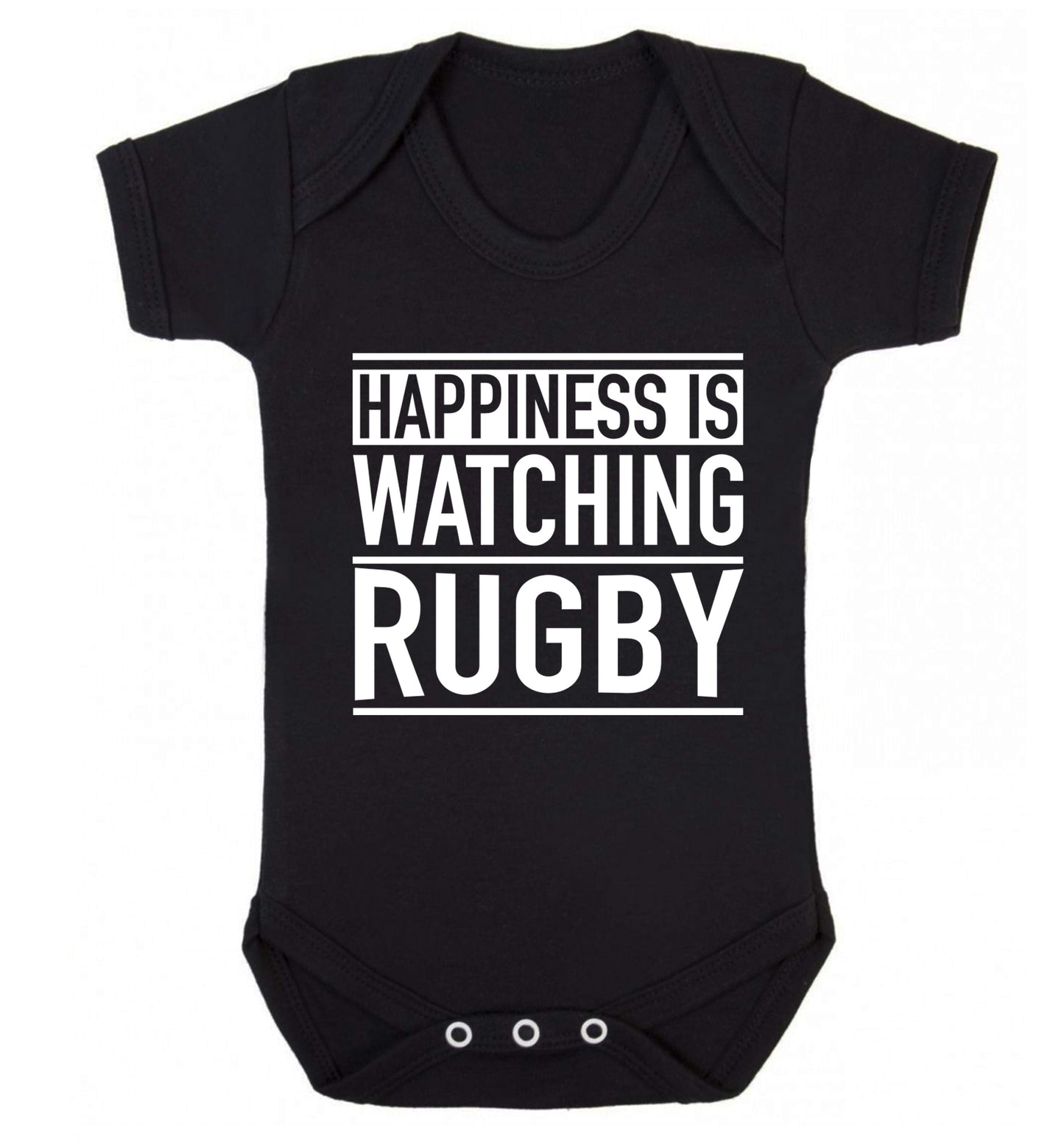 Happiness is watching rugby Baby Vest black 18-24 months