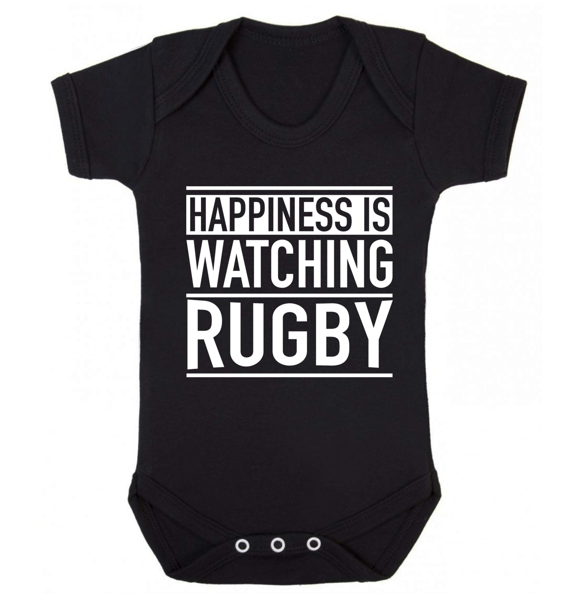 Happiness is watching rugby Baby Vest black 18-24 months