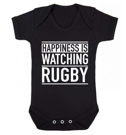 Happiness is watching rugby Baby Vest black 18-24 months