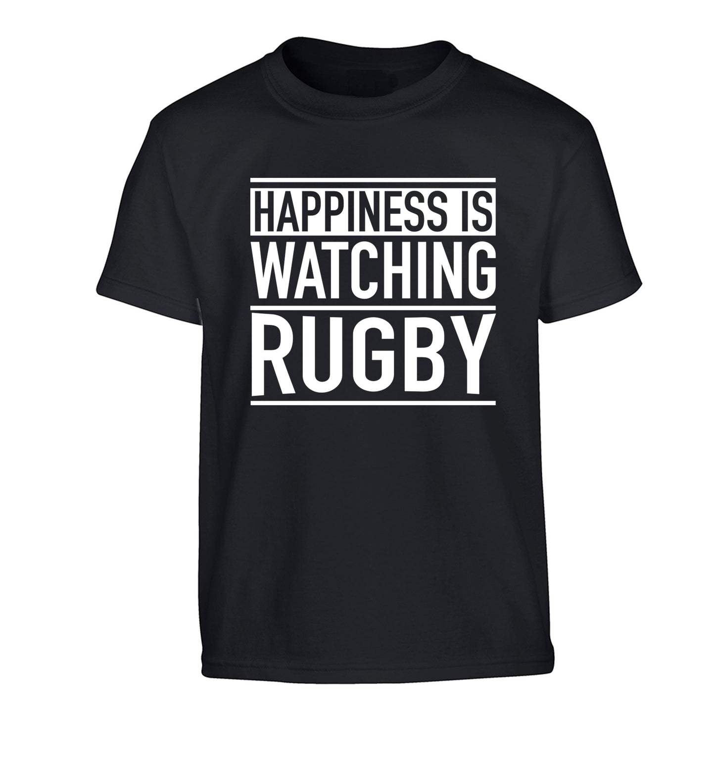 Happiness is watching rugby Children's black Tshirt 12-13 Years
