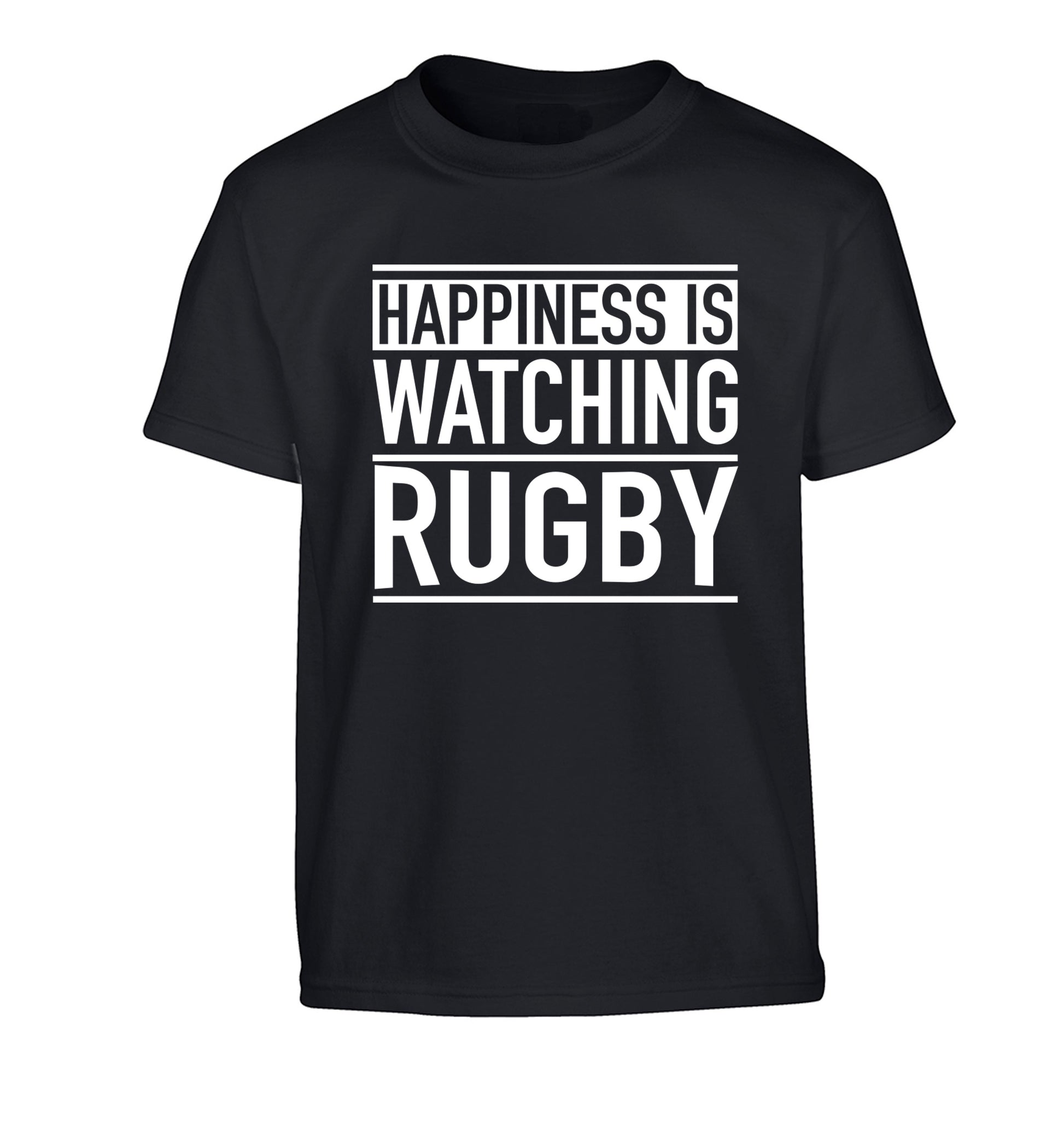 Happiness is watching rugby Children's black Tshirt 12-13 Years