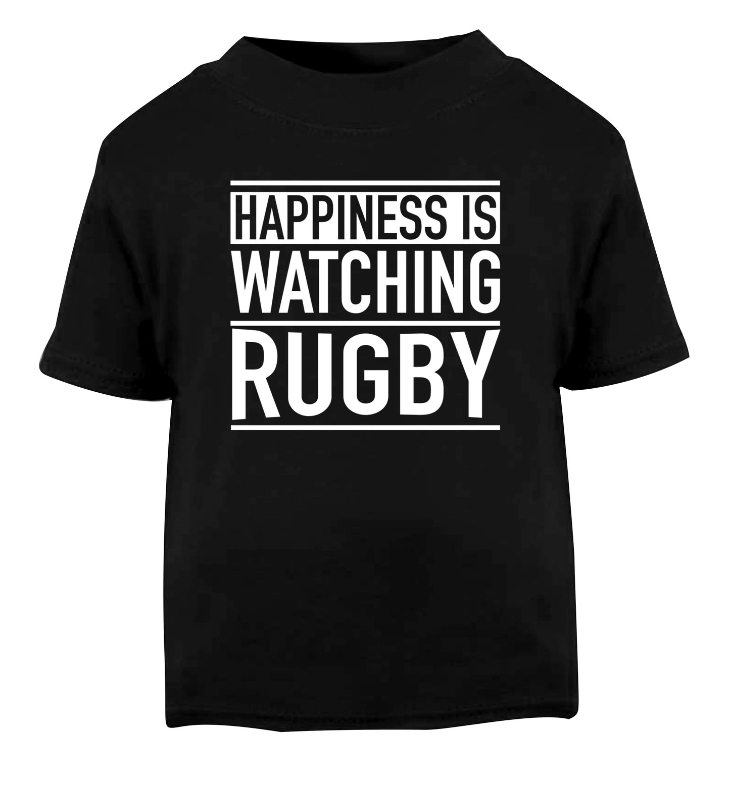 Happiness is watching rugby Black Baby Toddler Tshirt 2 years