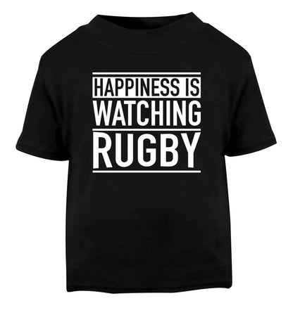 Happiness is watching rugby Black Baby Toddler Tshirt 2 years