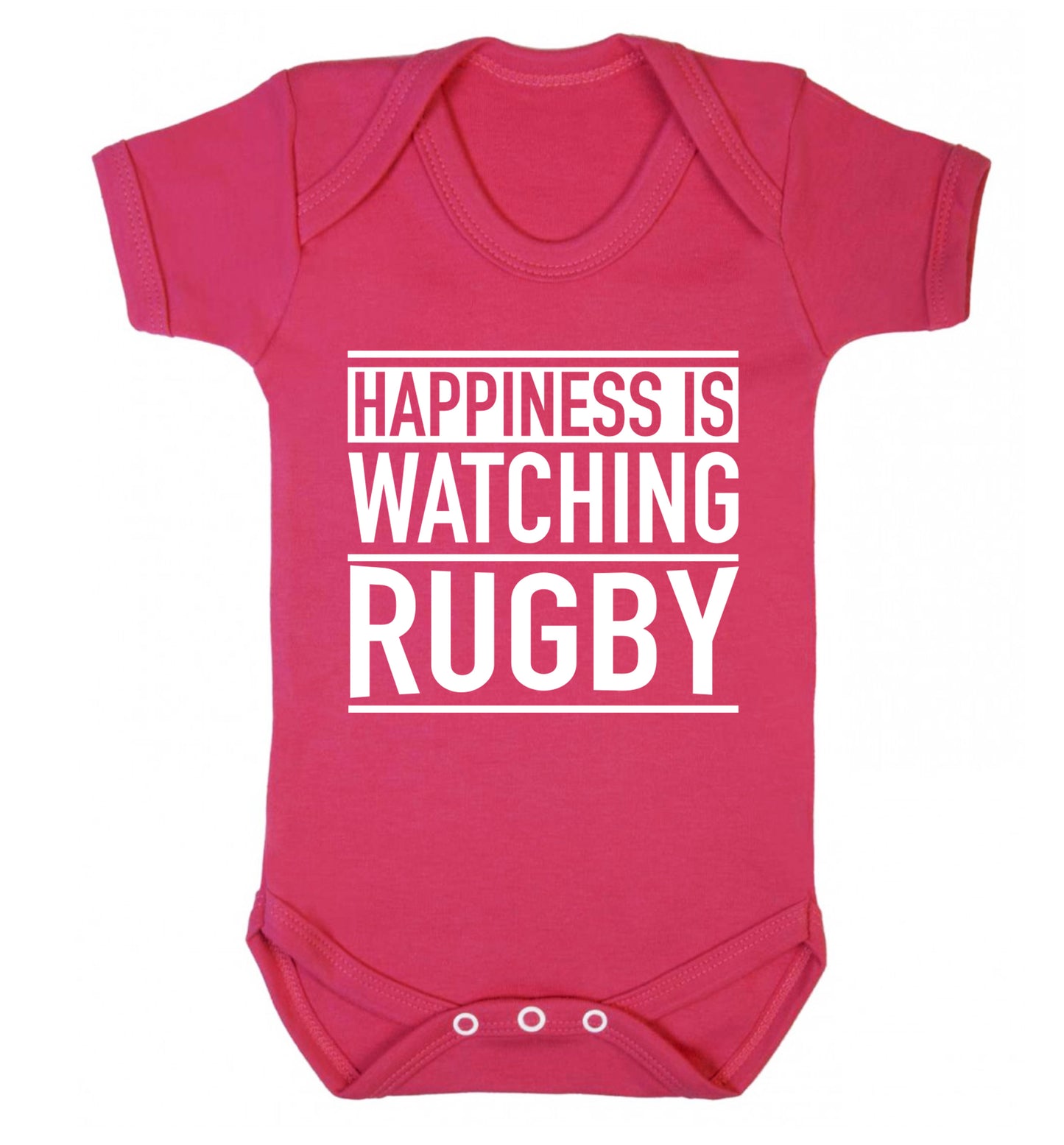 Happiness is watching rugby Baby Vest dark pink 18-24 months