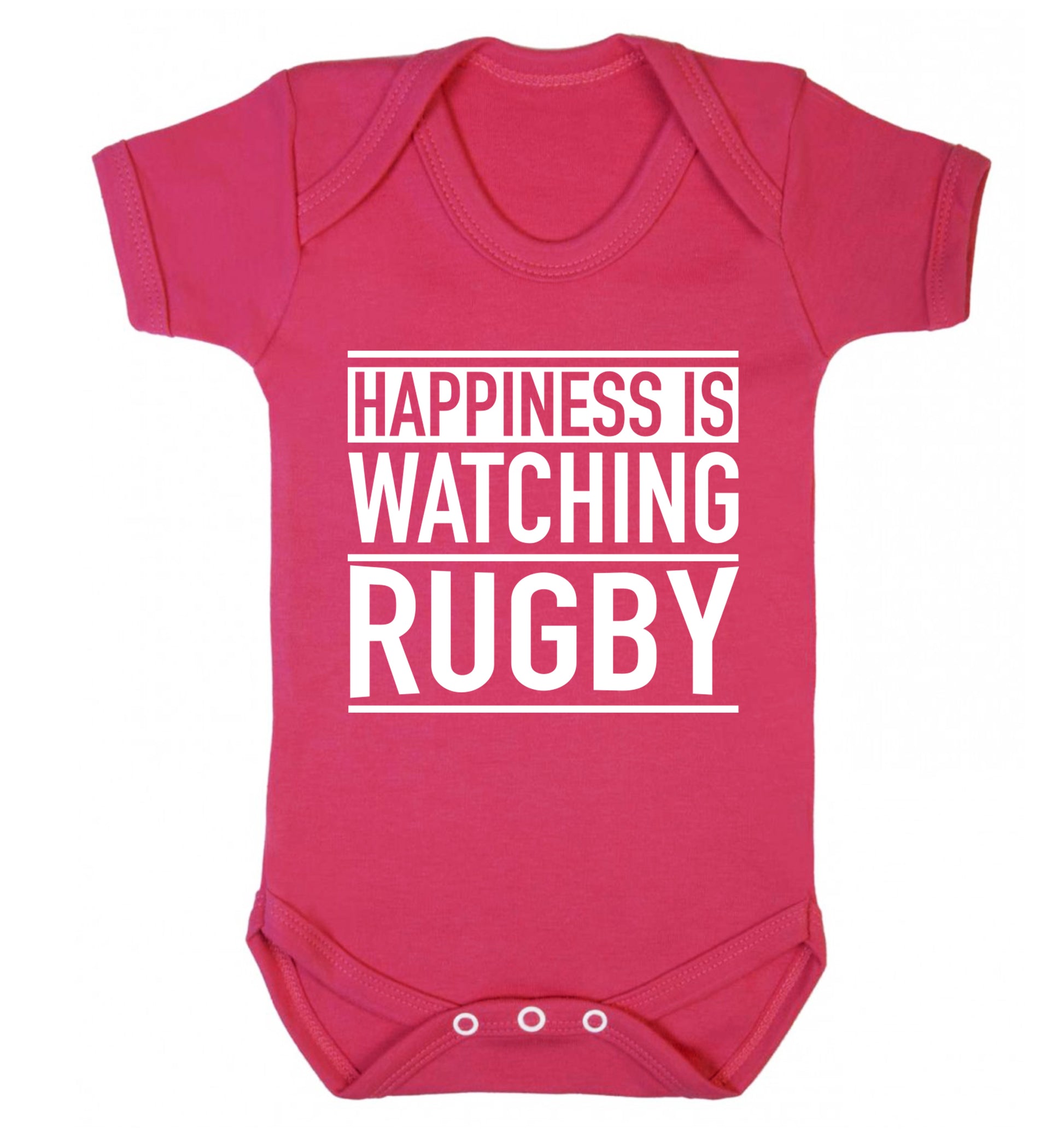 Happiness is watching rugby Baby Vest dark pink 18-24 months