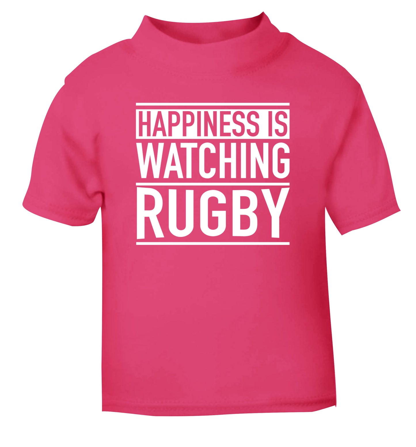 Happiness is watching rugby pink Baby Toddler Tshirt 2 Years