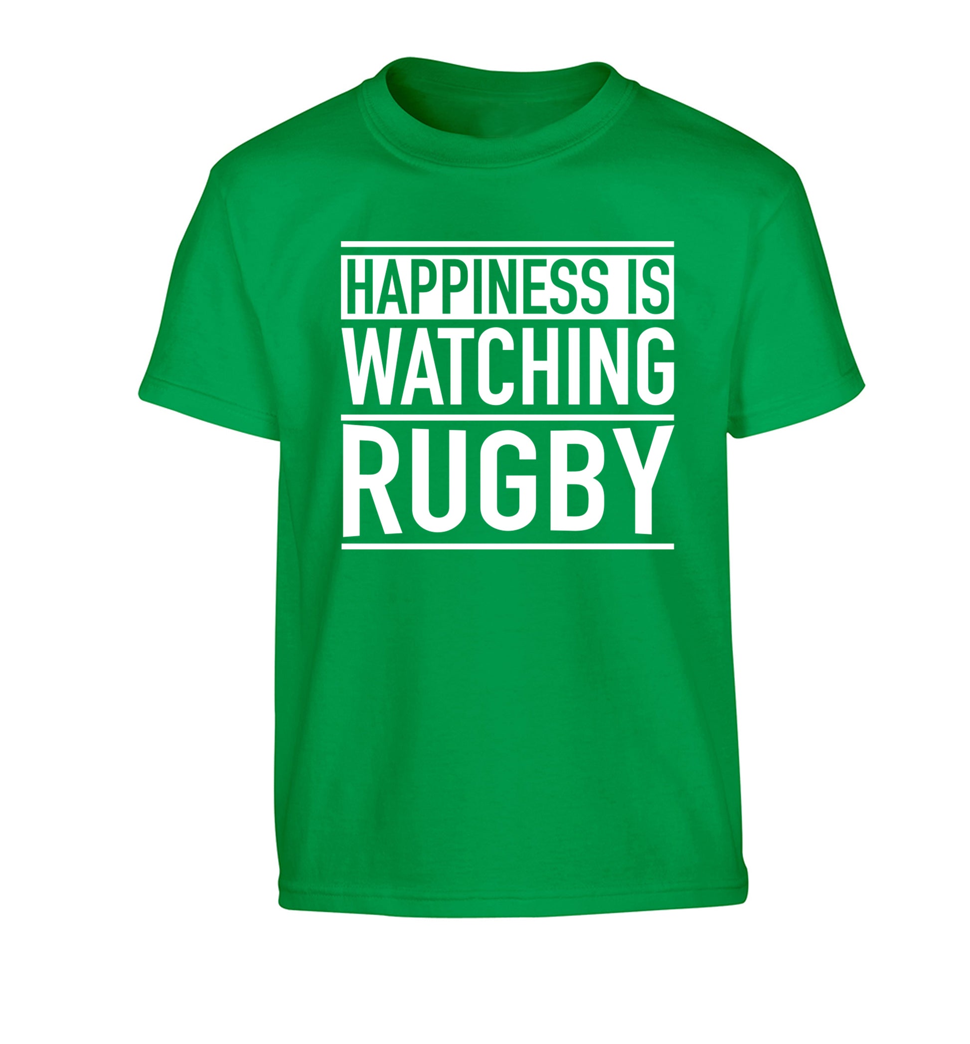 Happiness is watching rugby Children's green Tshirt 12-13 Years