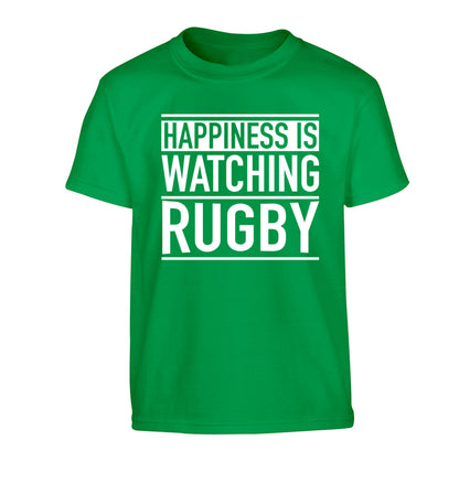Happiness is watching rugby Children's green Tshirt 12-13 Years