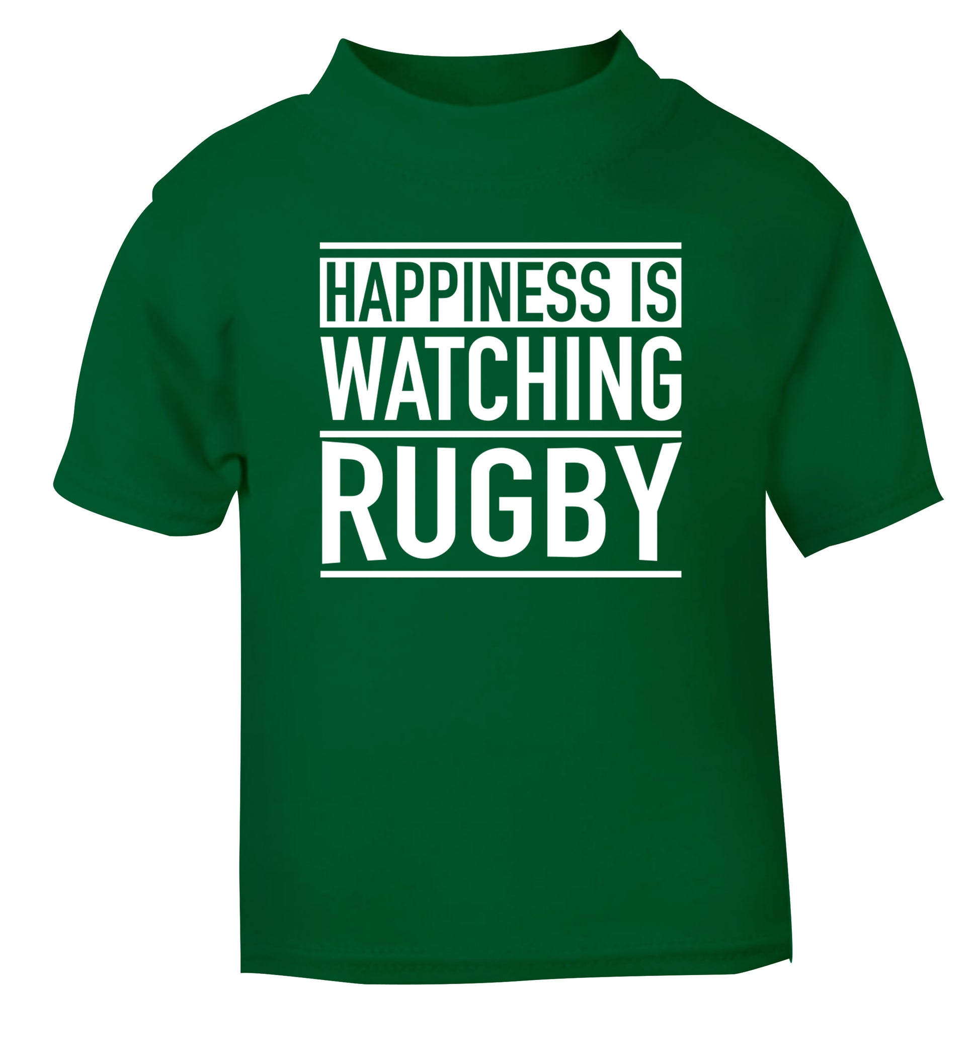 Happiness is watching rugby green Baby Toddler Tshirt 2 Years
