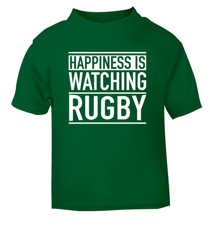 Happiness is watching rugby green Baby Toddler Tshirt 2 Years