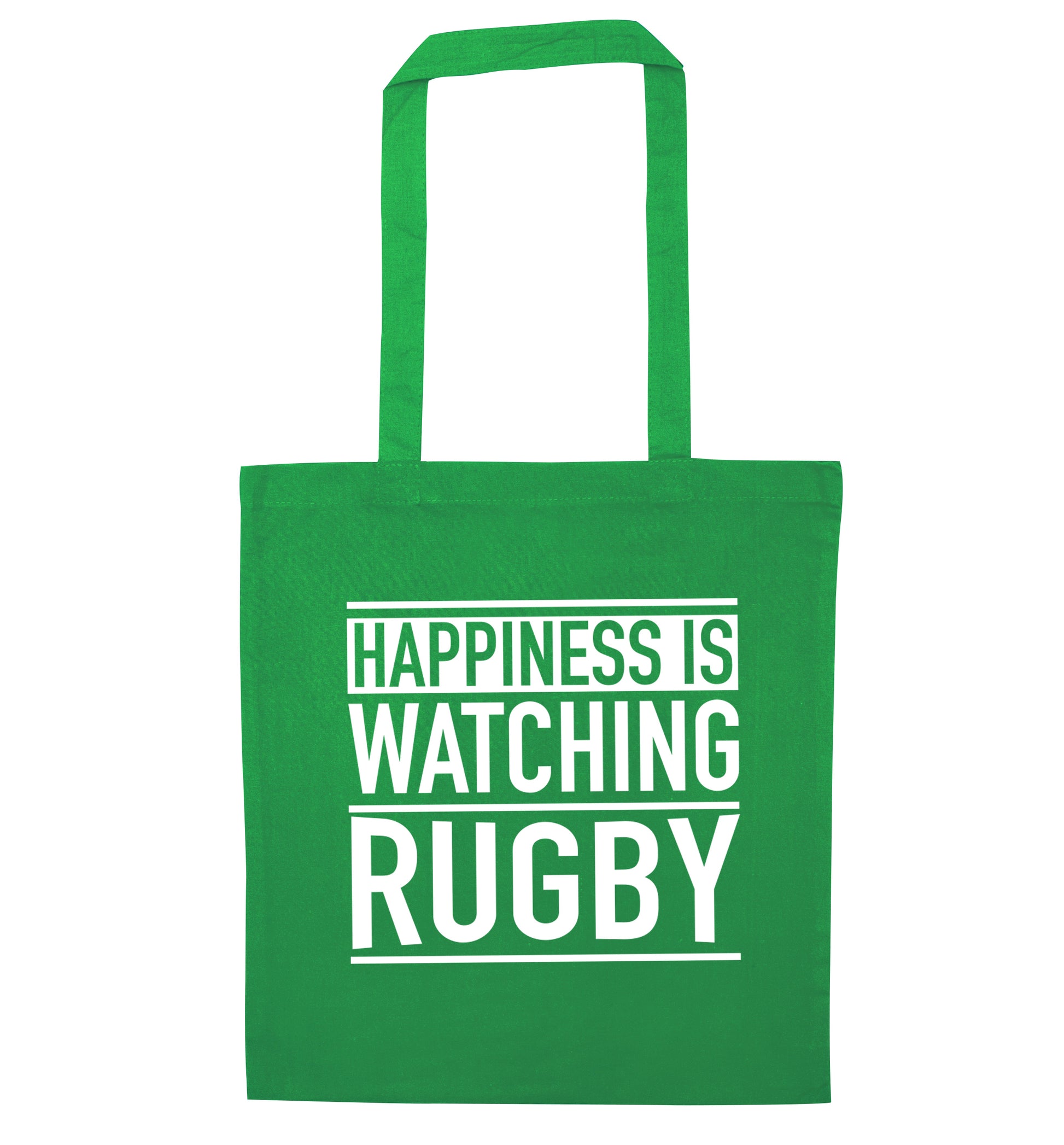 Happiness is watching rugby green tote bag