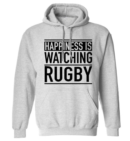 Happiness is watching rugby adults unisex grey hoodie 2XL