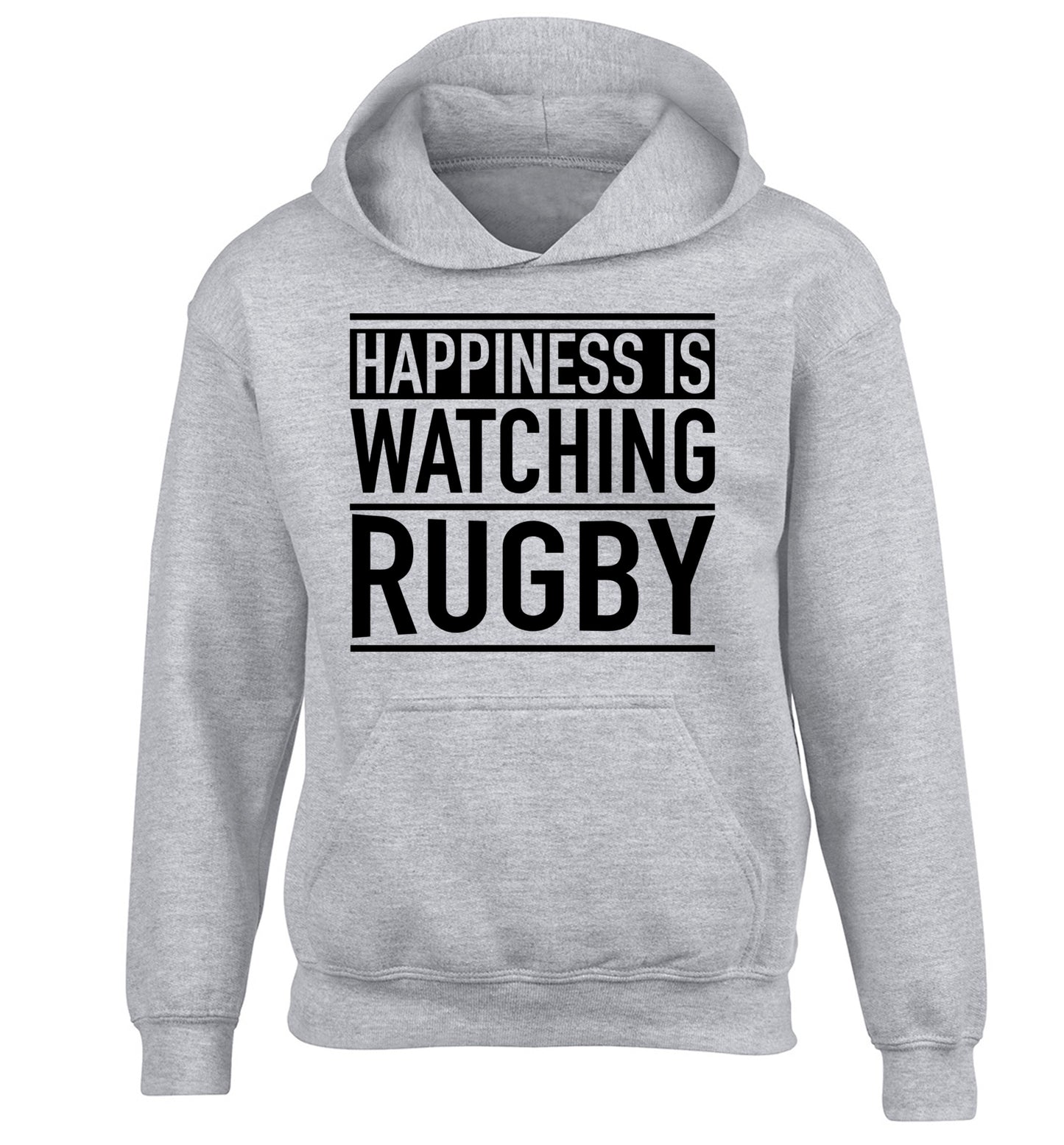 Happiness is watching rugby children's grey hoodie 12-13 Years