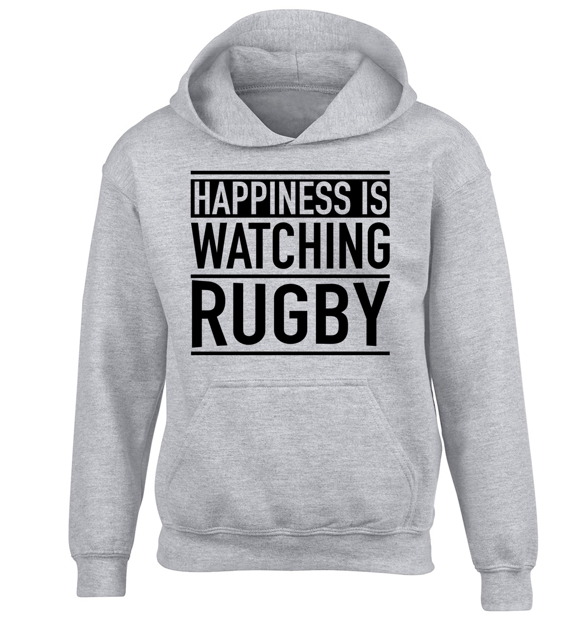 Happiness is watching rugby children's grey hoodie 12-13 Years