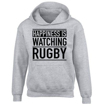 Happiness is watching rugby children's grey hoodie 12-13 Years