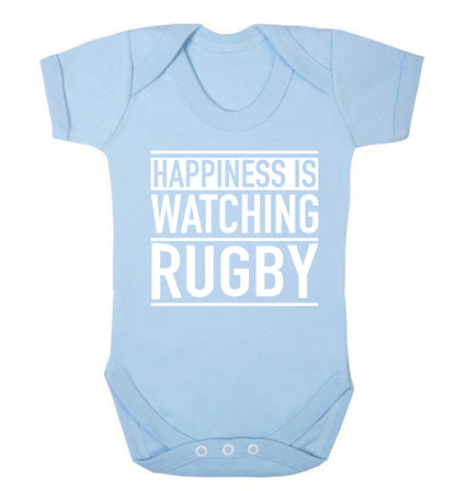 Happiness is watching rugby Baby Vest pale blue 18-24 months