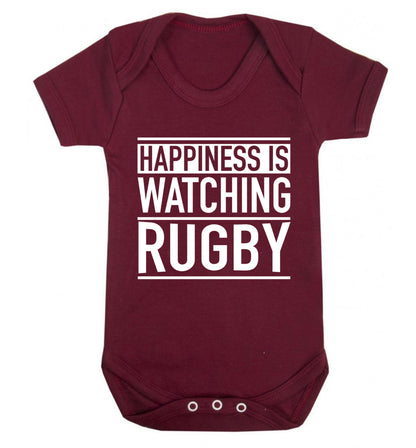 Happiness is watching rugby Baby Vest maroon 18-24 months
