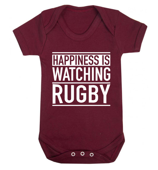 Happiness is watching rugby Baby Vest maroon 18-24 months