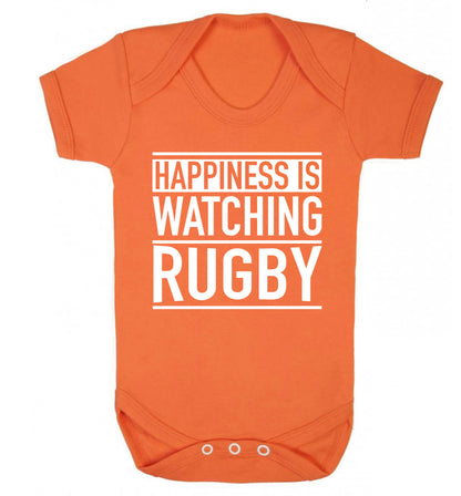 Happiness is watching rugby Baby Vest orange 18-24 months
