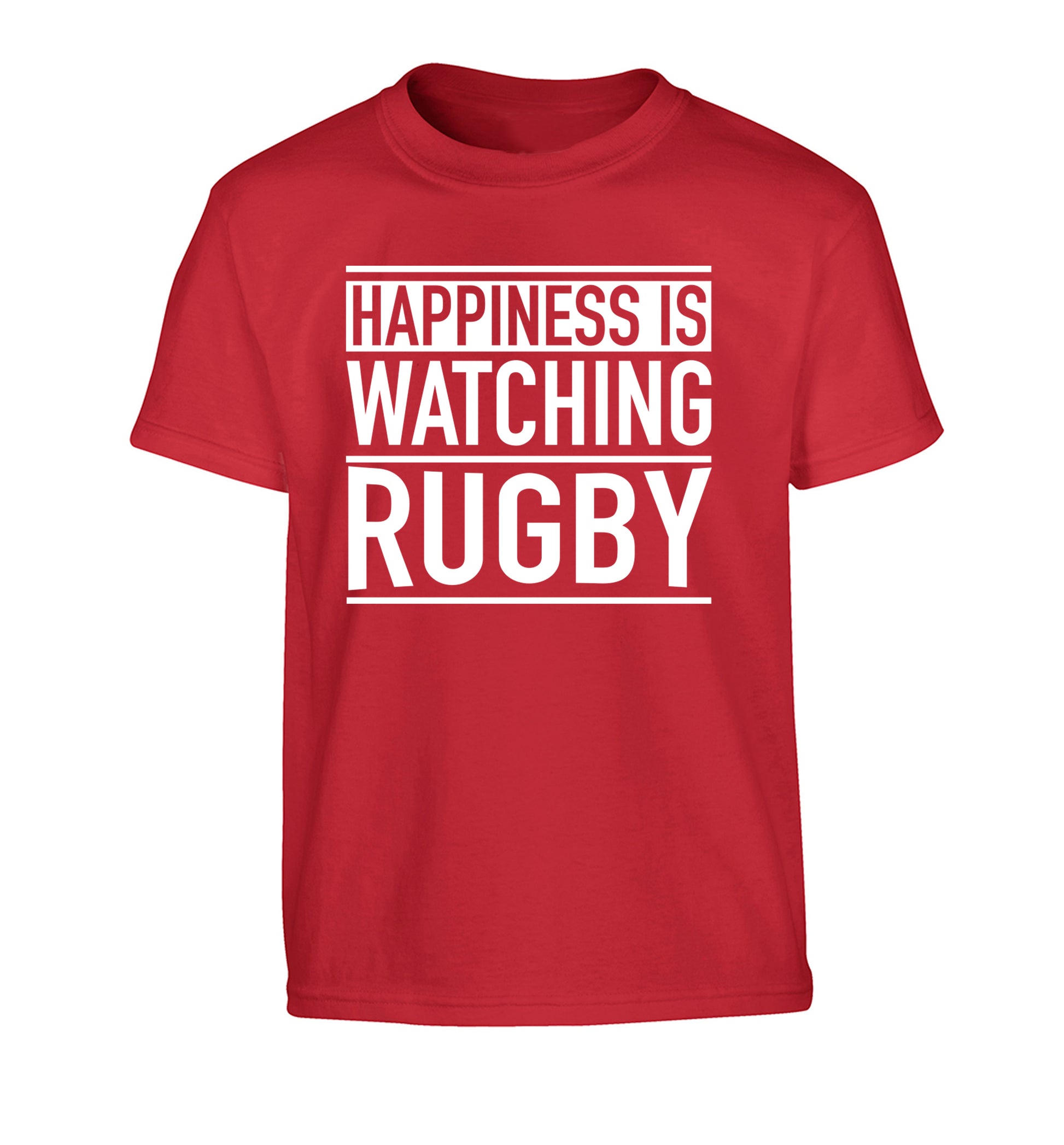 Happiness is watching rugby Children's red Tshirt 12-13 Years