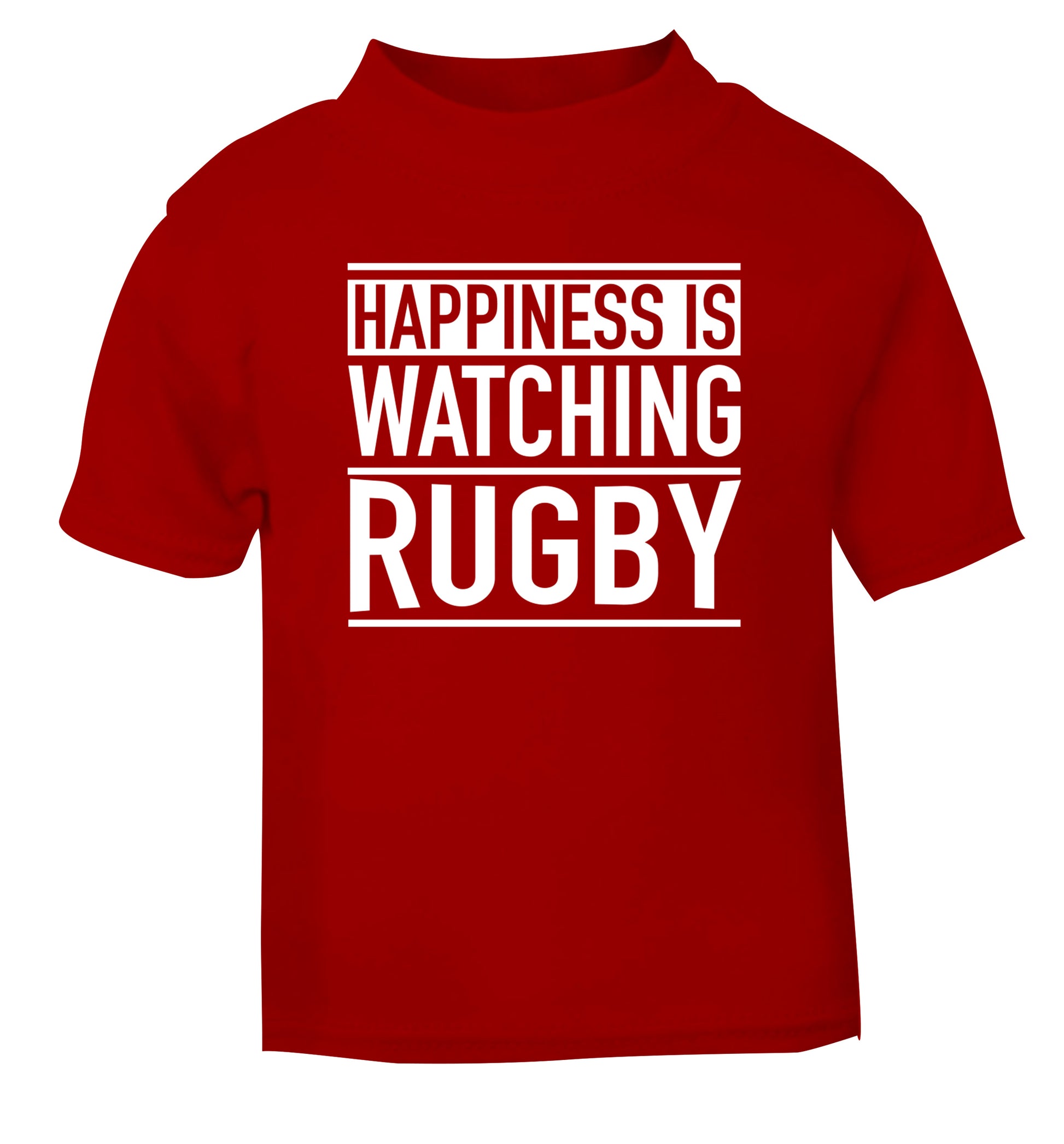 Happiness is watching rugby red Baby Toddler Tshirt 2 Years