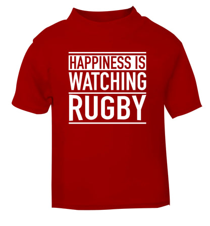Happiness is watching rugby red Baby Toddler Tshirt 2 Years