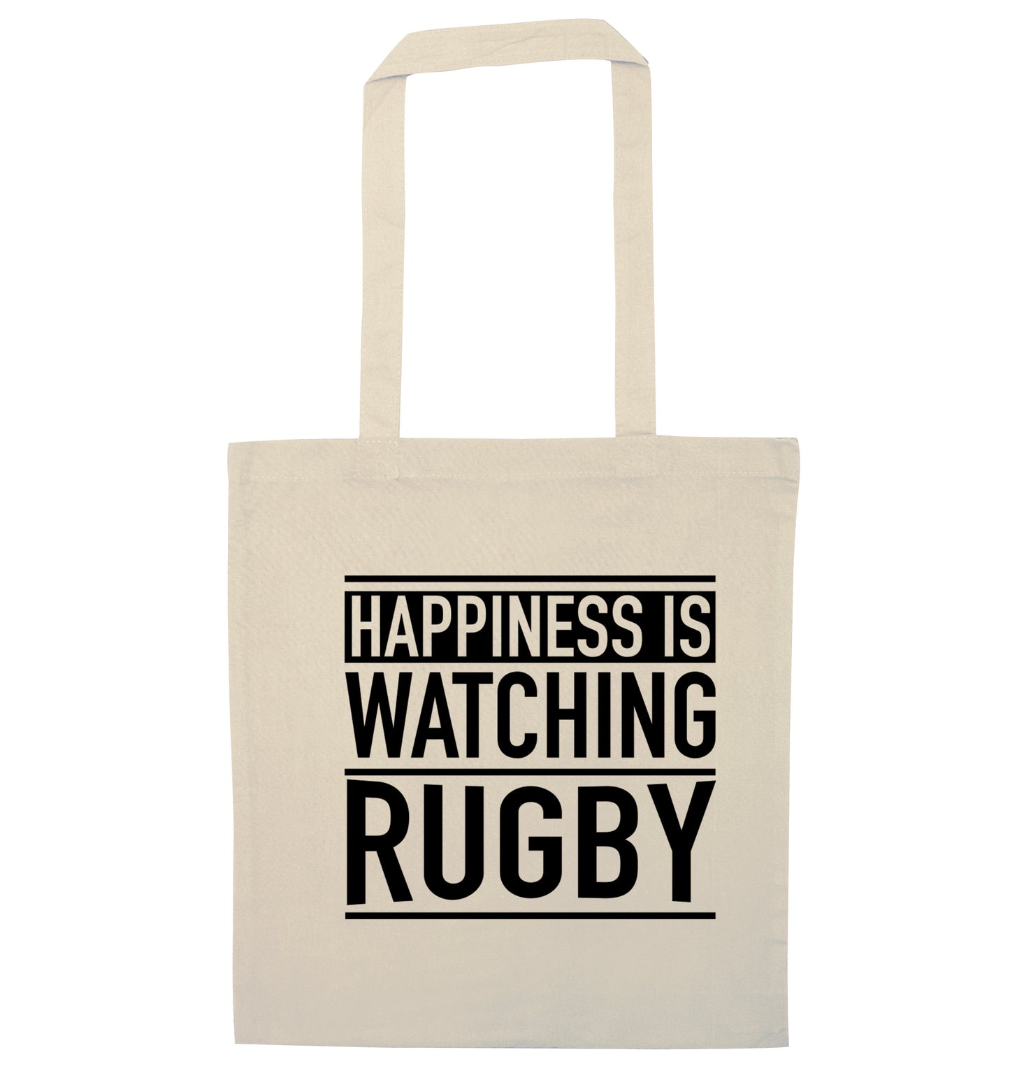 Happiness is watching rugby natural tote bag