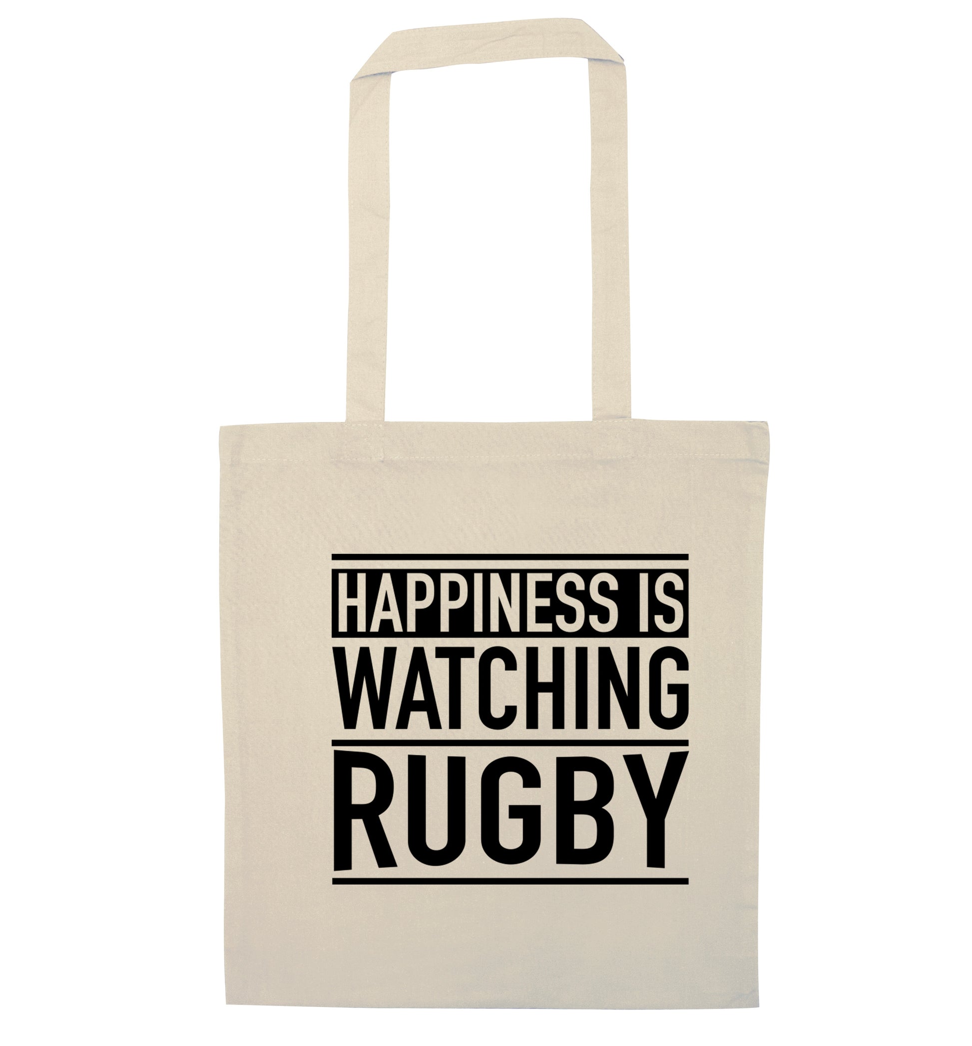 Happiness is watching rugby natural tote bag