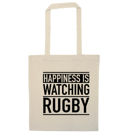 Happiness is watching rugby natural tote bag