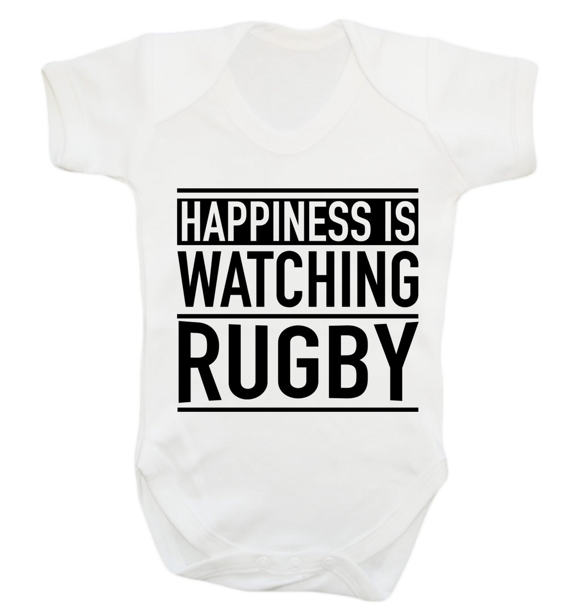 Happiness is watching rugby Baby Vest white 18-24 months