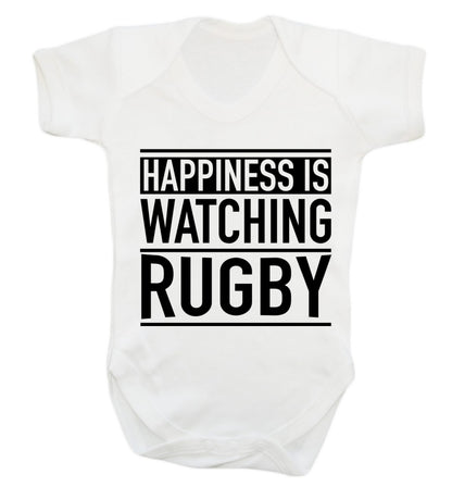 Happiness is watching rugby Baby Vest white 18-24 months