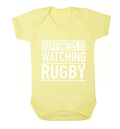 Happiness is watching rugby Baby Vest pale yellow 18-24 months