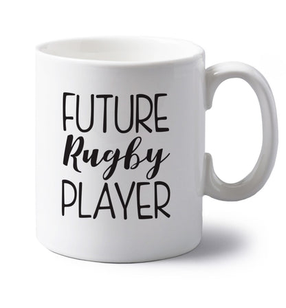 Future rugby player left handed white ceramic mug 
