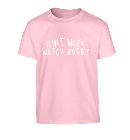 Quit work watch rugby Children's light pink Tshirt 12-13 Years