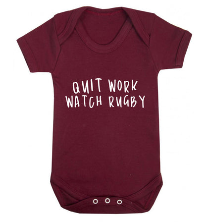 Quit work watch rugby Baby Vest maroon 18-24 months