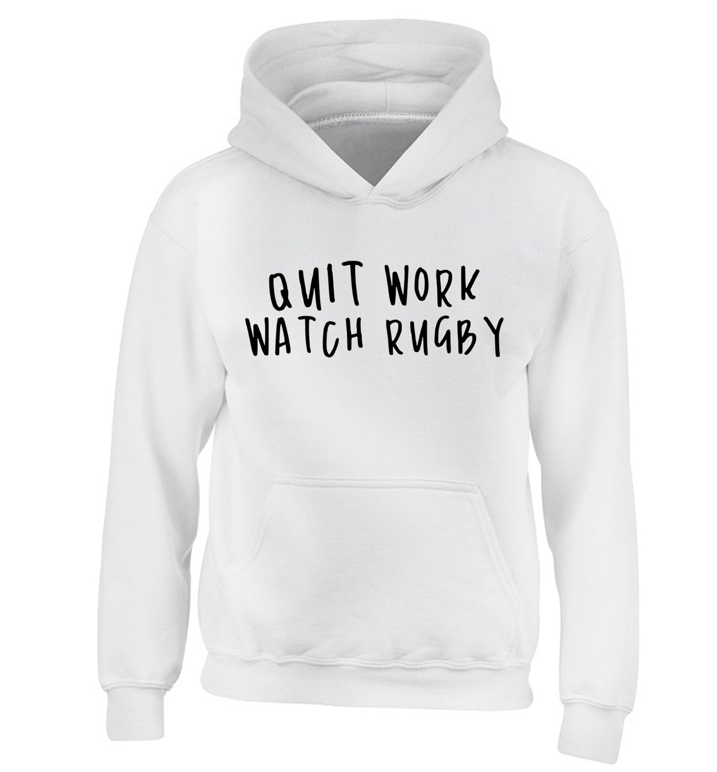 Quit work watch rugby children's white hoodie 12-13 Years