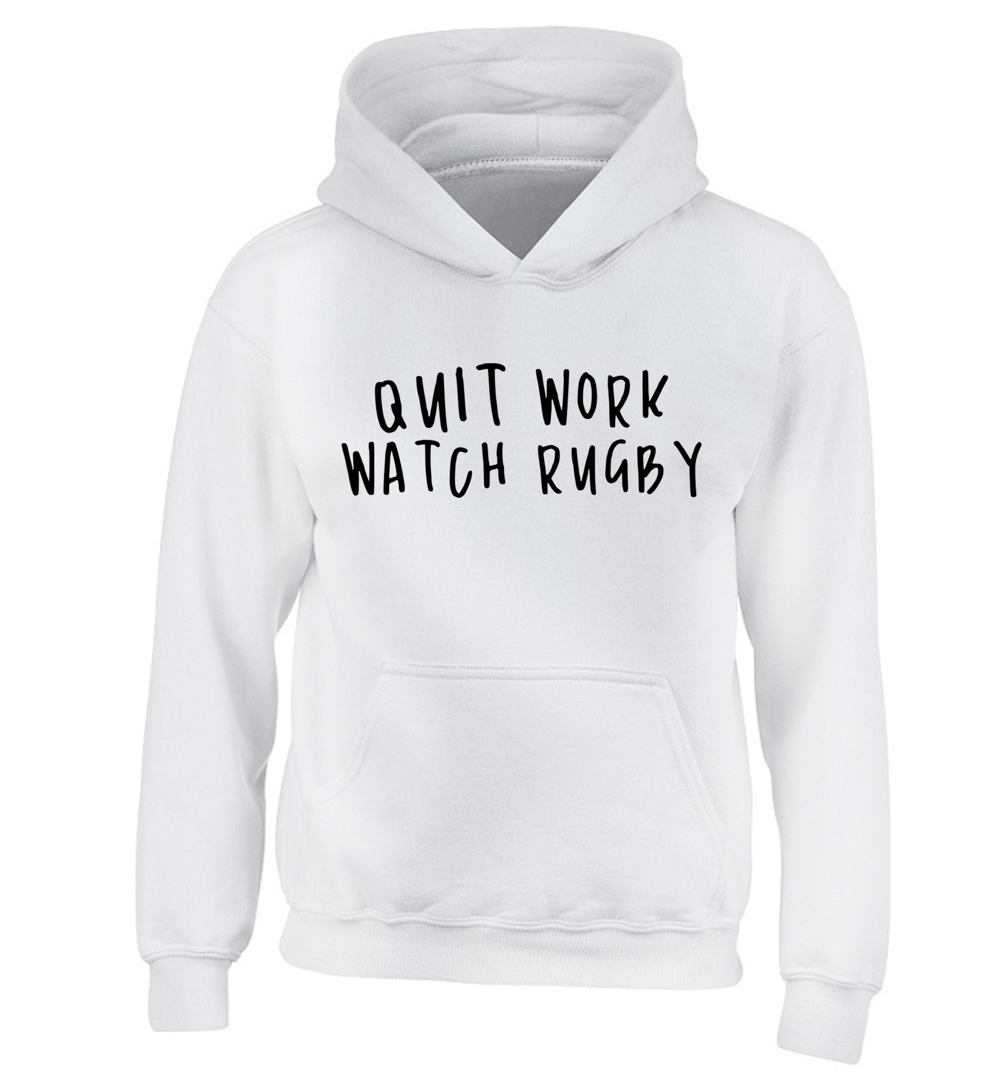 Quit work watch rugby children's white hoodie 12-13 Years