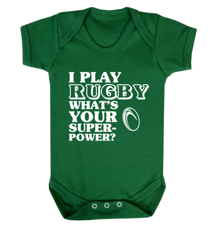 I play rugby what's your superpower? Baby Vest green 18-24 months