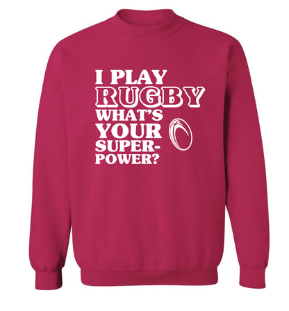 I play rugby what's your superpower? Adult's unisex pink Sweater 2XL