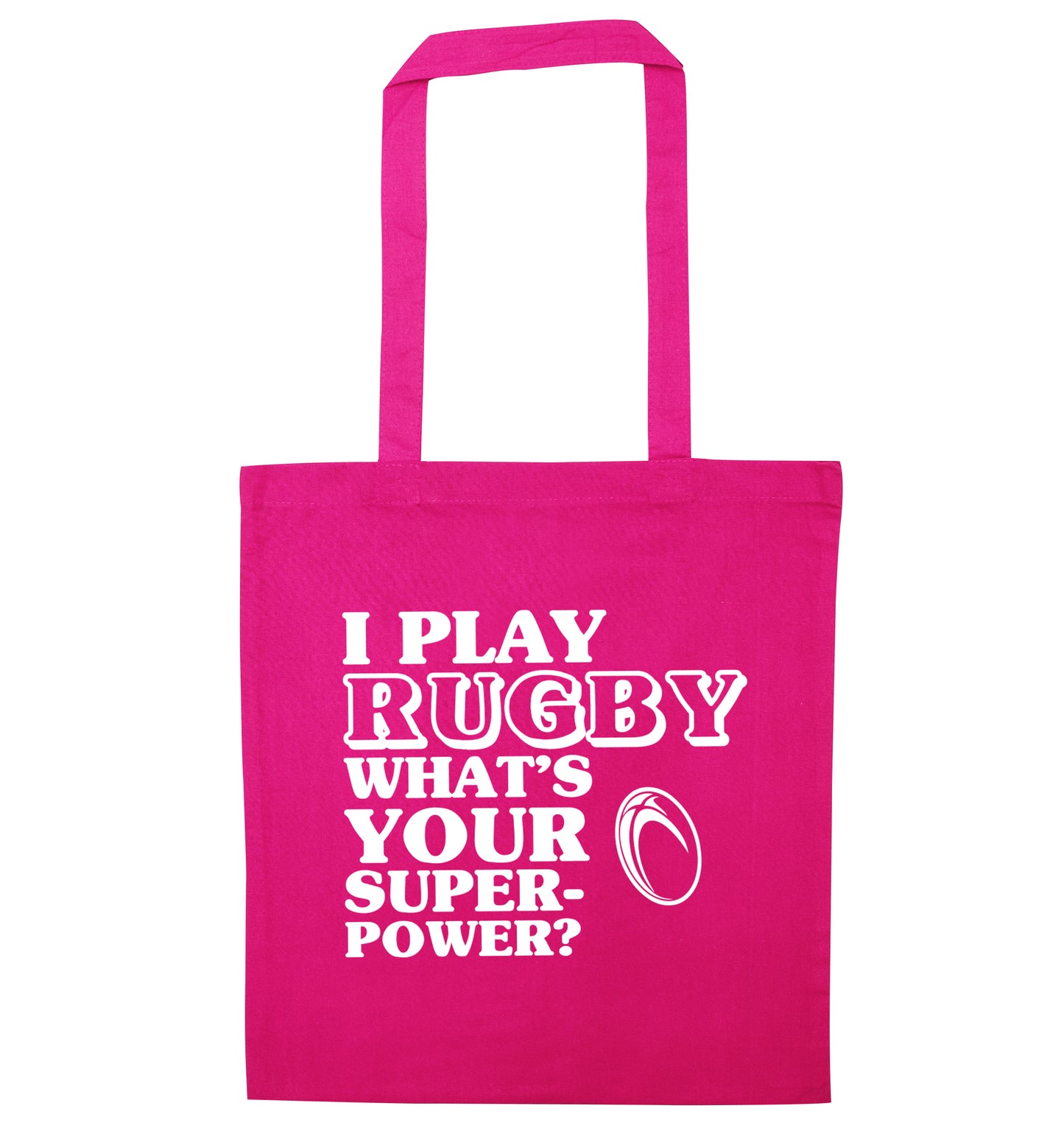 I play rugby what's your superpower? pink tote bag