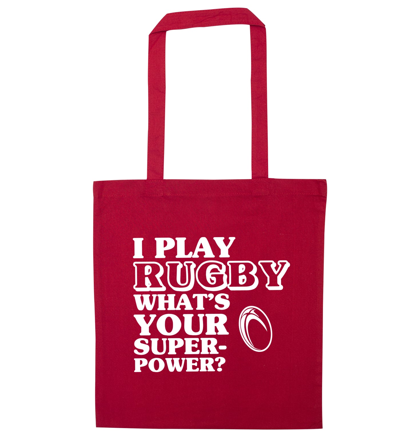 I play rugby what's your superpower? red tote bag