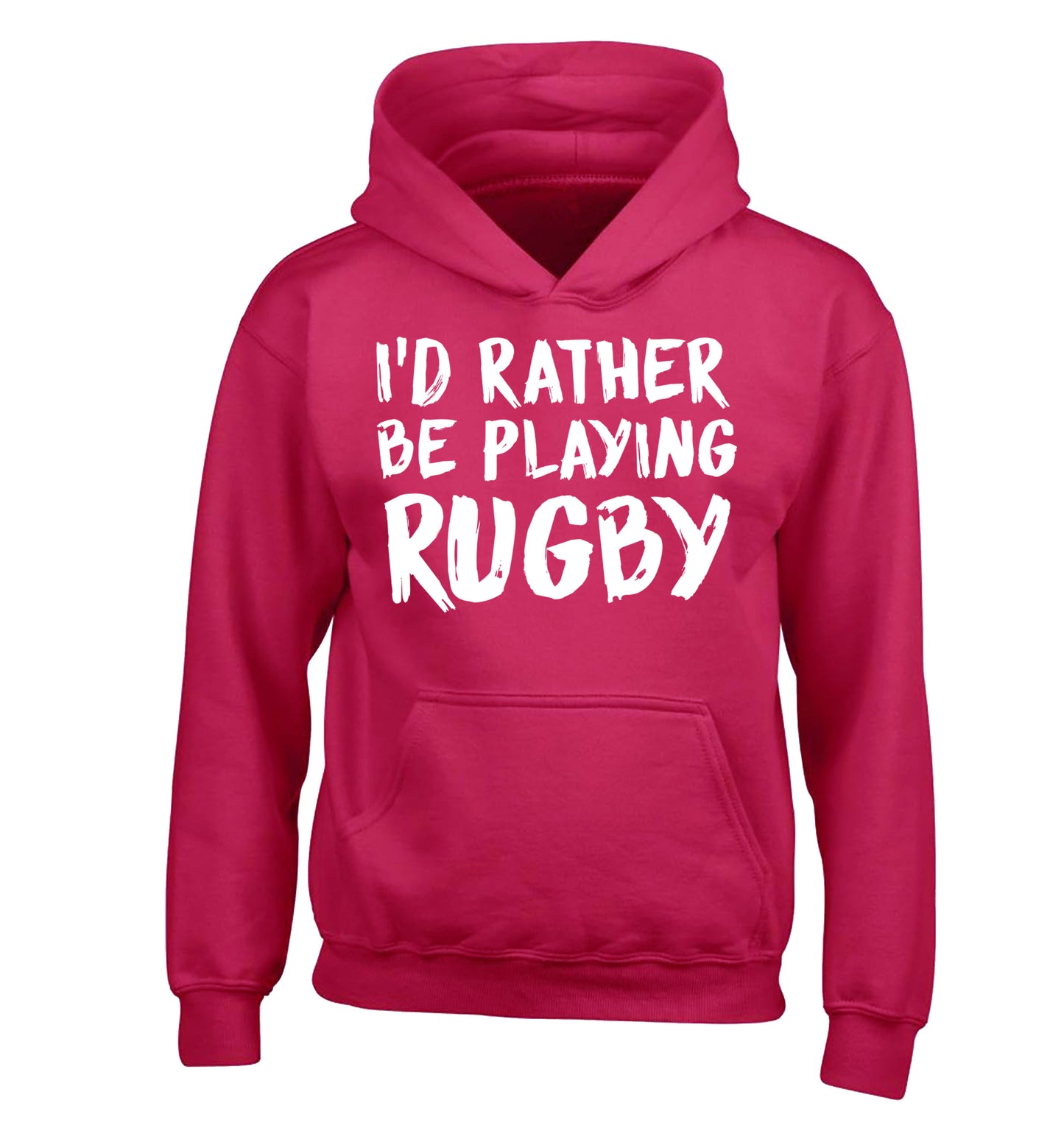 I'd rather be playing rugby children's pink hoodie 12-13 Years
